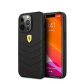 Ferrari - iPhone 13 Pro Echtleder Hardcase Hülle Quilted Red Edge (FEHCP13LRQUK) - Schwarz