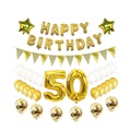(79-tlg. Set) Happy Birthday Girlande 50. Geburtstag Party Deko + Latex- und Folienballons / Konfetti Ballons / Fahnen Girlande - Gold
