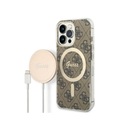 Guess - 2in1 Bundle iPhone 13 Pro Max MagSafe Hardcase Hülle 4G Print + MagSafe USB-C Charger (GUBPP13XH4EACSW) - Braun