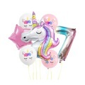 (9-tlg. Set) Zahlen Ballon Geburtstags Party Luftballon Folienballon - Zahl 7 / Einhorn