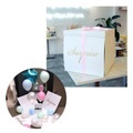 (50x50x50cm) Surprise Geschenk Schachtel Party Ballon Überraschungsbox - Weiss / Rosa