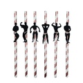 (6er Set) 20cm Junggesellinnenabschied Papier Strohhalm Funny Bachelorette Party Trinkhalm + Sticker - Roségold / Weiss