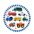 Sonstige Marke, (6er Set) Ø23cm Einweg Teller Party Geschirr Tisch Dekoration - Fahrzeuge