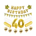 (79-tlg. Set) Happy Birthday Girlande 40. Geburtstag Party Deko + Latex- und Folienballons / Konfetti Ballons / Fahnen Girlande - Gold
