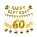 (79-tlg. Set) Happy Birthday Girlande 60. Geburtstag Party Deko + Latex- und Folienballons / Konfetti Ballons / Fahnen Girlande - Gold