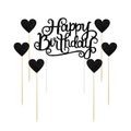 Sonstige Marke, (7er Set) Kuchenstecker Happy Birthday / Herz Tortenstecker Topper Dekoration für Torten / Kuchen - Schwarz