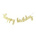 (8-tlg. Set) Happy Birthday Geburtstags Girlande Party Dekoration Accessoire Banner - Gold (Glitzer)