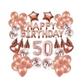 (94-tlg. Set) Happy Birthday Girlande 50. Geburtstag Party Deko + Latex- und Folienballons / Konfetti Ballons / Quasten Girlande - Roségold