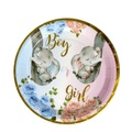 (10er Set) Ø23cm Einweg Teller Party Geschirr Tisch Dekoration - Gender Reveal / Elefant