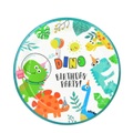 (10er Set) Ø23cm Einweg Teller Party Geschirr Tisch Dekoration - Happy Birthday / Dinosaurier