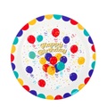 (10er Set) Ø23cm Einweg Teller Party Geschirr Tisch Dekoration - Happy Birthday