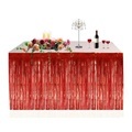 (275x75cm) Tisch Deko Lametta Vorhang Glänzend für Party / Geburtstag / Weihnachten / Silvester - Rot