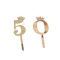 Sonstige Marke, (2-tlg. Set) Kuchenstecker 50. Geburtstag Acryl Tortenstecker Topper Dekoration für Torten / Kuchen - Gold