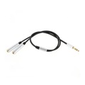 Acer,Amazon,Apple,Asus,Blackberry,Google,HTC,Huawei,Lenovo,LG,Microsoft,Motorola,Nokia,OnePlus,Oppo,Samsung,Sonstige,Sony,Wiko,Xiaomi, Alu Y-Splitter 2 x Stereo Aux 3.5 mm Kupplung Verlängerungskabel - 30 cm - Schwarz / Silber