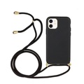 Apfelkiste © - iPhone 12 Mini Necklace Bio Gummi Case Hülle Eco Friendly Nachhaltig Kompostierbar + Handykette (150cm) - Schwarz
