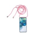 Apfelkiste © - Huawei P40 Lite Necklace Gummi Hülle Air Cushion Fallschutz + Handykette (150cm) - Rosa / Silber