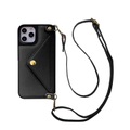 Apfelkiste © - iPhone 11 Pro Necklace Leder Schutz Hülle mit Kartenfach + Handykette (120cm) - Schwarz