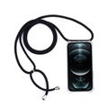 Apfelkiste © - iPhone 12 Pro Max Necklace Gummi Hülle Air Cushion Fallschutz + Handykette (150cm) - Schwarz / Silber