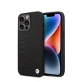 BMW - iPhone 14 Pro Max Echtleder Hülle Imprint (BMHCP14XSLLBK) - Schwarz