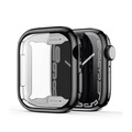 Dux Ducis - Apple Watch 7 (45mm) Gummi Bumper Hülle mit Galvanisiertem Rahmen + Display Schutzfolie - Schwarz