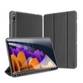 Dux Ducis - Samsung Galaxy Tab S7+ Plus Tasche Smart Cover Gummi Schutzhülle Stoff Design S-Pen Halterung - Schwarz