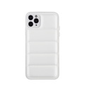 Sonstige Marke, iPhone 11 Pro Max Gepolsterte 3D Puffer Case Hülle mit Leder Rückseite - Weiss