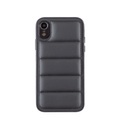 iPhone Xr Gepolsterte 3D Puffer Case Hülle mit Leder Rückseite - Schwarz