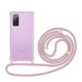 Apfelkiste © - Samsung Galaxy S20 FE / S20 FE 5G Necklace Gummi Hülle Air Cushion Fallschutz + Handykette (150cm) - Roségold / Gold
