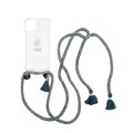 ETUUI - iPhone 13 Mini Necklace Hybrid TPU Hülle Air Cushion Fallschutz + Handykette - Petrol