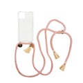 ETUUI - iPhone 13 Mini Necklace Hybrid TPU Hülle Air Cushion Fallschutz + Handykette - Rosa