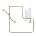 ETUUI - iPhone SE (2022/2020) / 8 / 7 / 6S / 6 Necklace Hybrid TPU Hülle Air Cushion Fallschutz + Handykette (CappuGold-78-SE) - Braun
