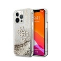 Guess - iPhone 13 Pro Hardcase Hülle Liquid Glitter Big 4G (GUHCP13LLG4GGO) - Gold / Transparent