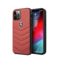 Ferrari - iPhone 12 / iPhone 12 Pro Echtleder Hardcase Hülle Shield Off Track Quilted (FEHQUHCP12MRE) - Rot