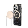Guess - 2in1 Bundle iPhone 14 Pro Max MagSafe Hardcase Hülle Marble + MagSafe USB-C Charger (GUBPP14XHMEACSK) - Schwarz