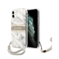 Guess, Guess - iPhone 11 Hardcase Hülle Marble Strap (GUHCN61KMABGR) - Weiss / Grau
