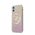 Guess - iPhone 12 Mini Hardcase Hülle Glitter Circle 4G (GUHCP12SPCUGLPGG) - Gold / Pink
