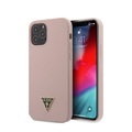 Guess - iPhone 12 Pro Max Silikon Hardcase Hülle Triangle (GUHCP12LLSTMLP) - Rosa / Gold