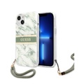 Guess - iPhone 13 Hardcase Hülle Marble Strap (GUHCP13MKMABGN) - Weiss / Grün