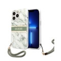 Guess, Guess - iPhone 13 Pro Hardcase Hülle Marble Strap (GUHCP13LKMABGN) - Weiss / Grün