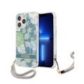 Guess - iPhone 13 Pro Max Hardcase Hülle Flower Strap (GUHCP13XHFLSN) - Grün / Transparent