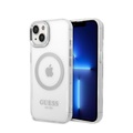 Guess - iPhone 14 MagSafe Hardcase Hülle Metal Outline (GUHMP14SHTRMS) - Transparent / Silber