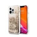 Guess - iPhone 14 Pro Hardcase Hülle Liquid Glitter Charms (GUOHCP14LGLHFLGO) - Gold / Transparent