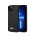 Guess - iPhone 14 Silikon Hardcase Hülle Vintage Script (GUHCP14SSLSMK) - Schwarz / Gold