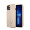 Guess - iPhone 13 Leder Saffiano Hardcase Hülle (GUHCP13MPSATLE) - Beige