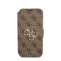 Guess - iPhone 13 Pro Leder Tasche mit Metall Logo (GUBKP13L4GMGBR) - Braun
