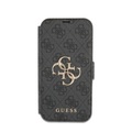 Guess - iPhone 13 Pro Leder Tasche mit Metall Logo (GUBKP13L4GMGGR) - Grau