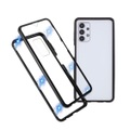Samsung Galaxy A32 5G Magnetische Alu Schutzhülle mit Panzer Glas Backcover + Displayschutz (Magnet-Technologie) - Schwarz