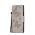 Sonstige Marke, Samsung Galaxy A53 5G Leder Tasche mit Kartenfach + Handschlaufe Schmetterling - Grau