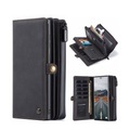 Caseme - Samsung Galaxy S21 5G 3in1 Leder Tasche + Magnet Hardcase Karten Etui - Schwarz
