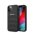 AMG Mercedes Benz - iPhone 12 Pro Max Echtleder Hardcase Hülle Debossed (AMHCP12LGSEBK) - Schwarz